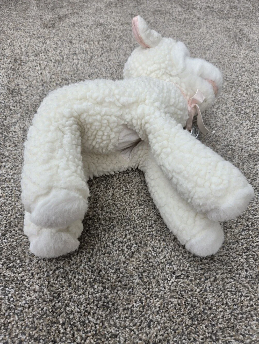 Vtg Mervyn’s Playful Pals White Lamb Hand Puppet Plush Stuffed Animal with Bell